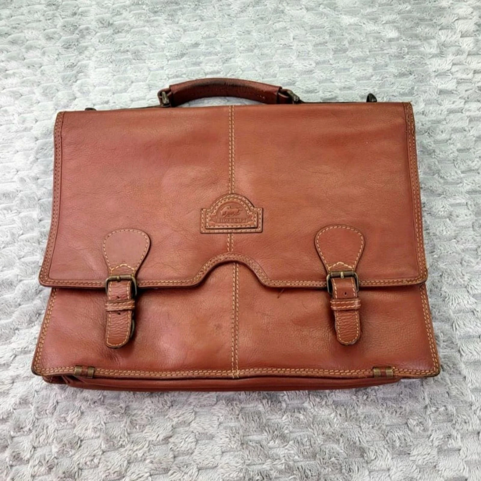 HIDE CRAFT Leather Briefcase Vintage Retro Y2K 90s style